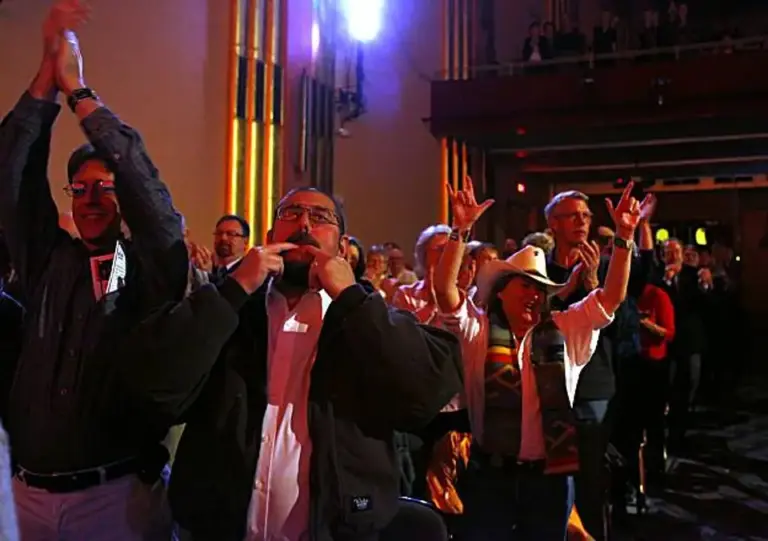 Audience applauding SFGMC at the Cascade Theatre in Redding during the 2010 California Freedom Tour.