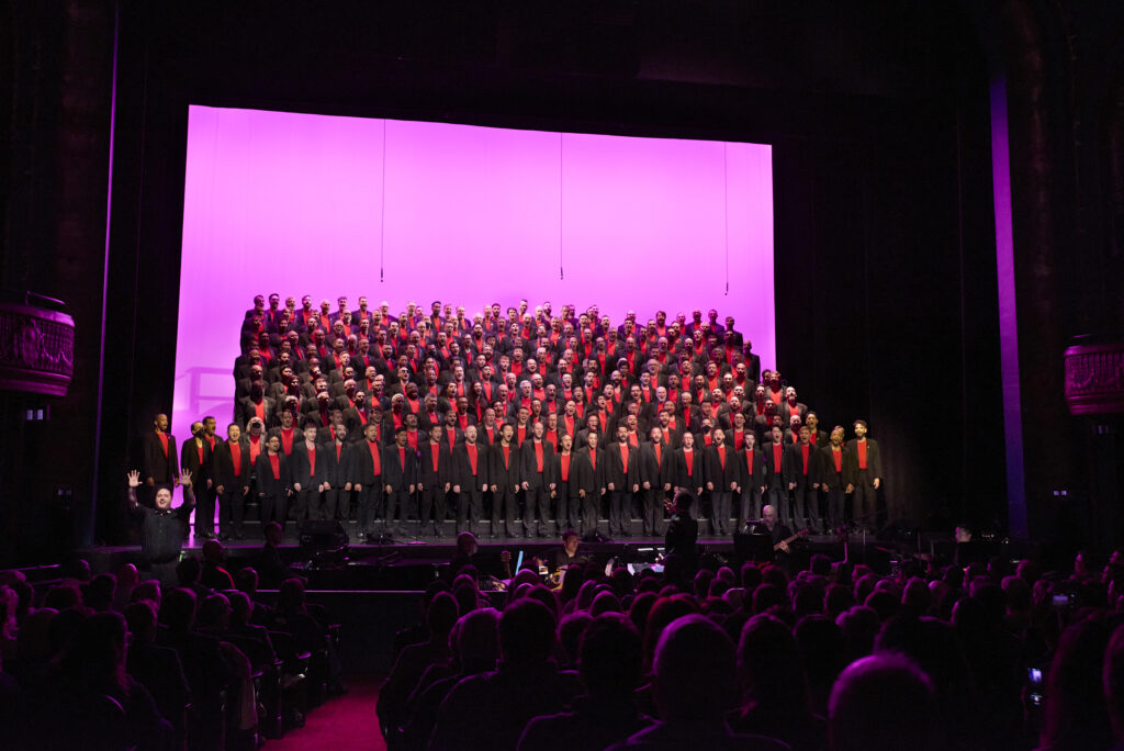 The San Francisco Gay Men’s Chorus performing Broadway, Our Way at the Curran Theatre, conducted by Jacob Stensberg