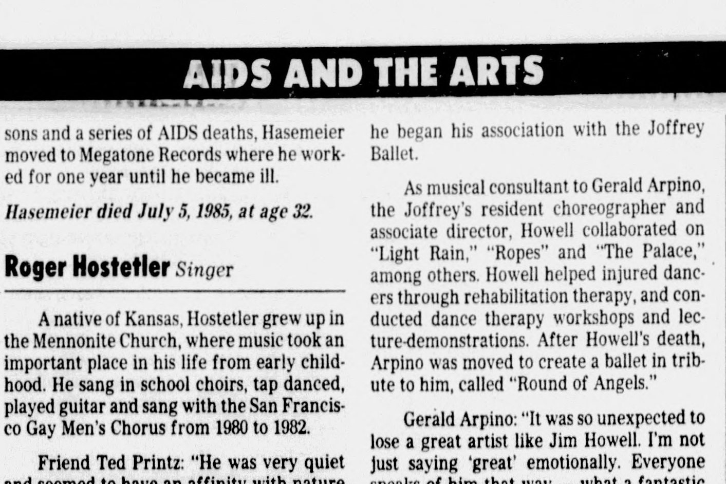 Newspaper clipping: San Francisco Sunday Examiner & Chronicle, December 7, 1986