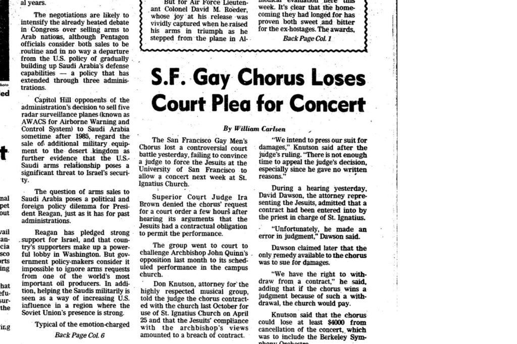 Newspaper clipping: San Francisco Chronicle, April 17, 1981
