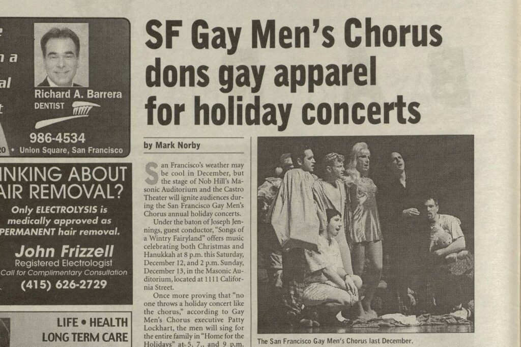 Newspaper clipping: Bay Area Reporter, December 10, 1998