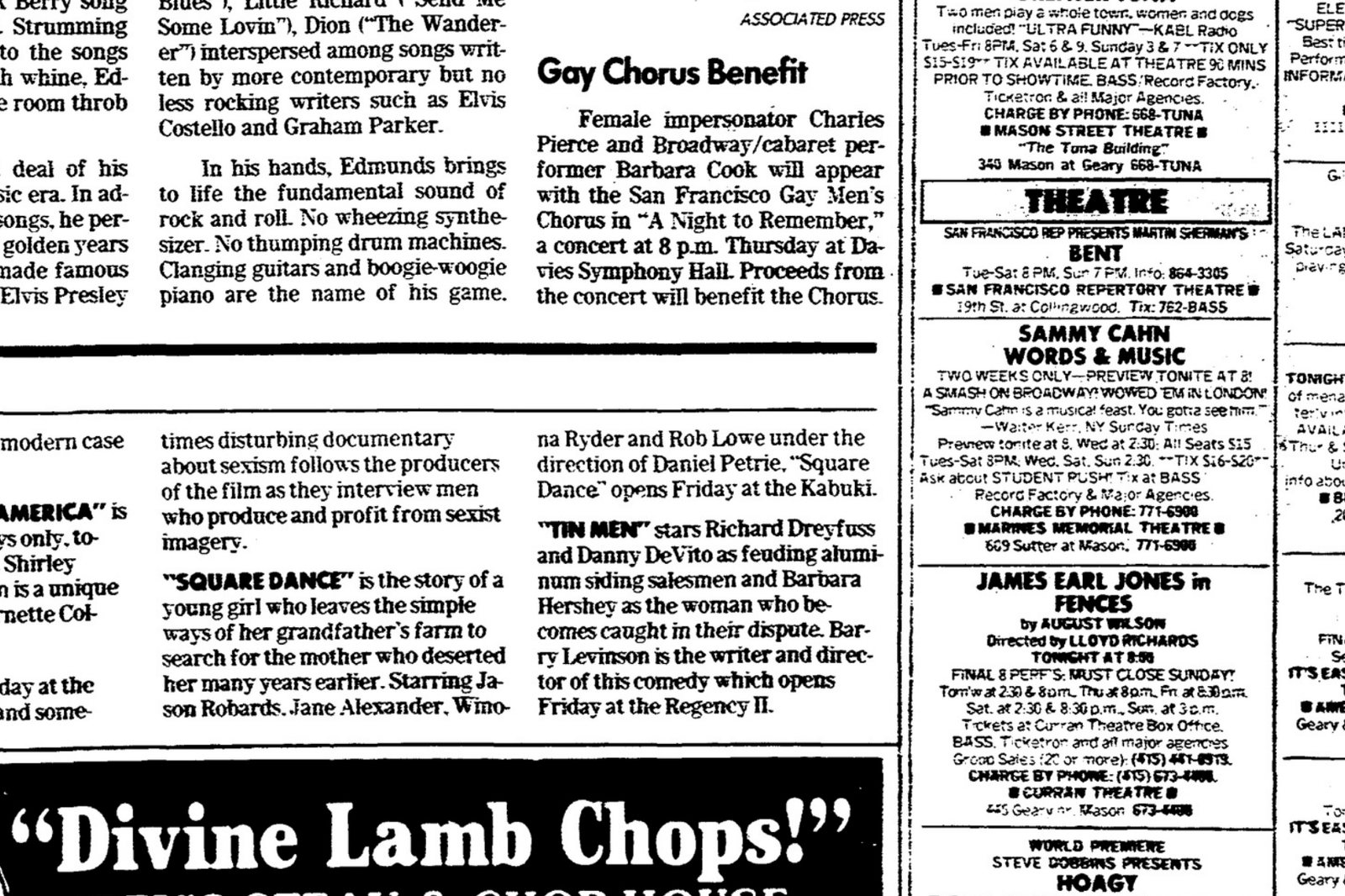 Newspaper clipping: San Francisco Chronicle, March 3, 1987