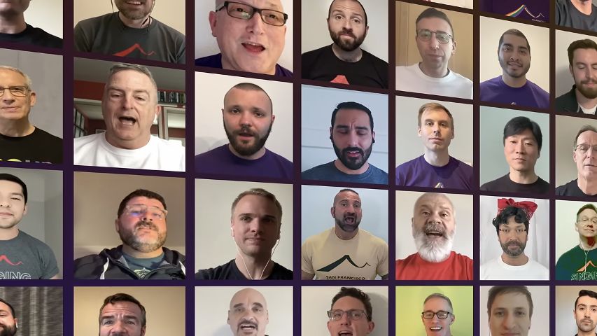 Members of the San Francisco Gay Men’s Chorus sing from their homes in the 2020 Truly Brave virtual performance.